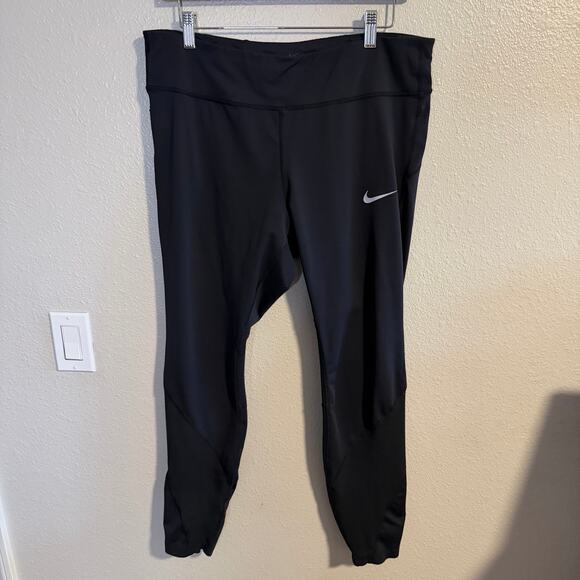 Nike Pants - Nike Running Dri-Fit Black Ankle Length Leggings Women's Size 1X